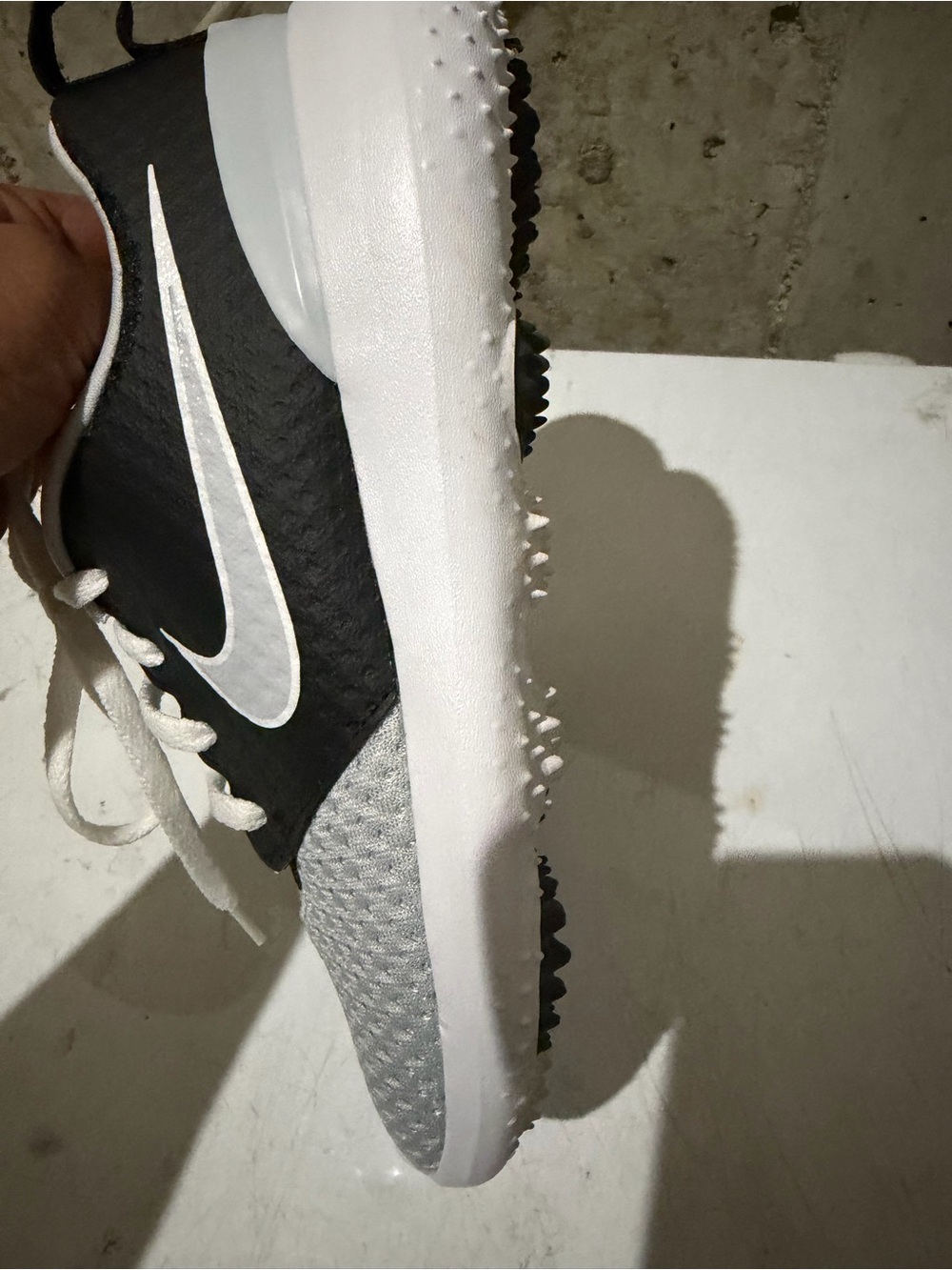 Nike boys Black, White and Gray Athletic Golf Shoes